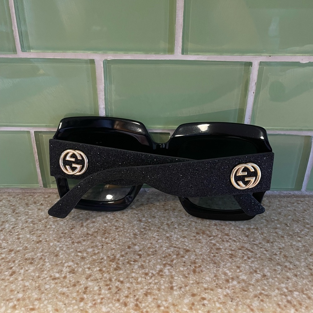 Gucci Black Square Frame Logo Sunglasses